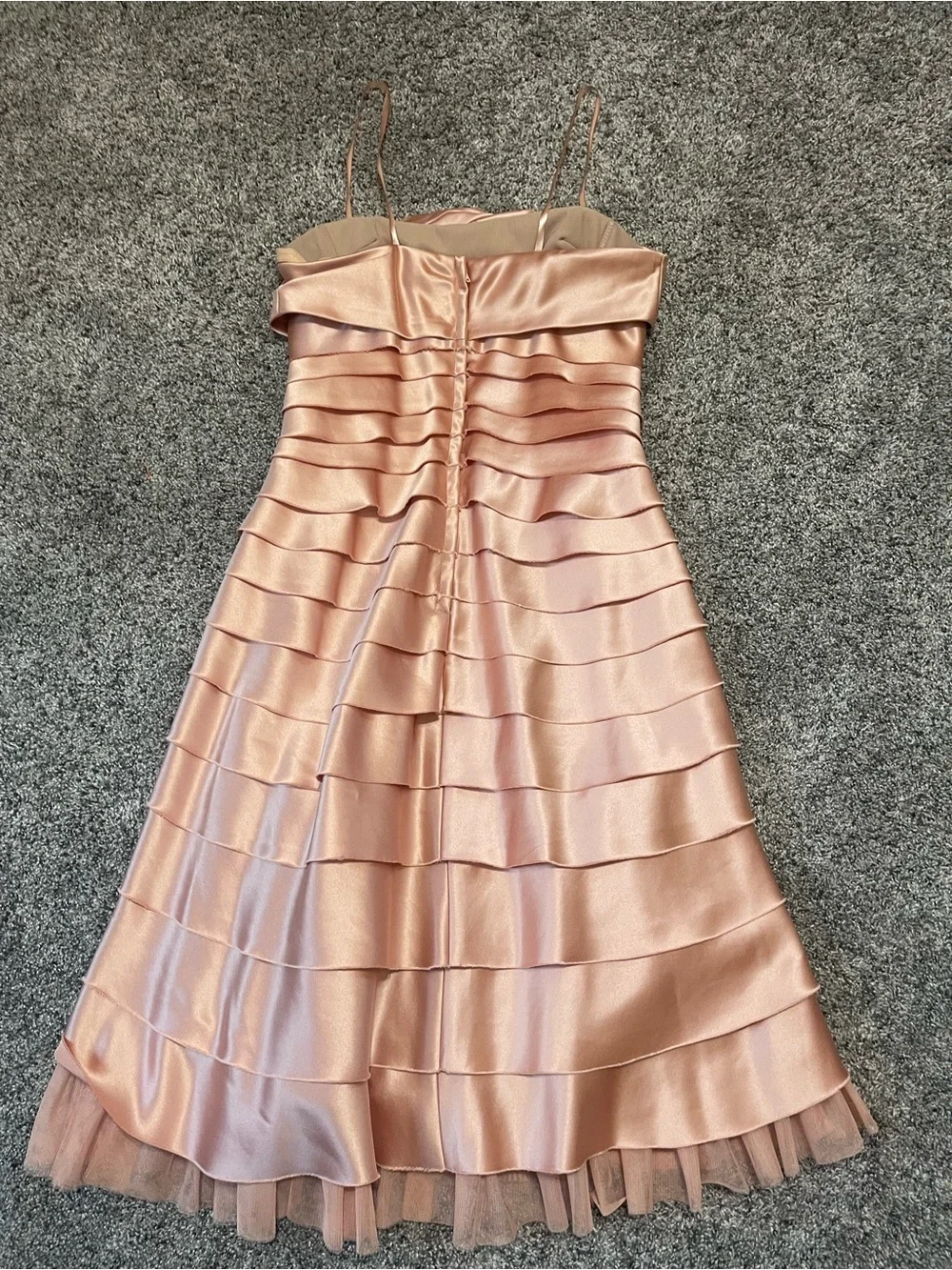 BCBGMaxAzria Pink Satin Layered Spaghetti-Strap Dress - Picture 4 of 4
